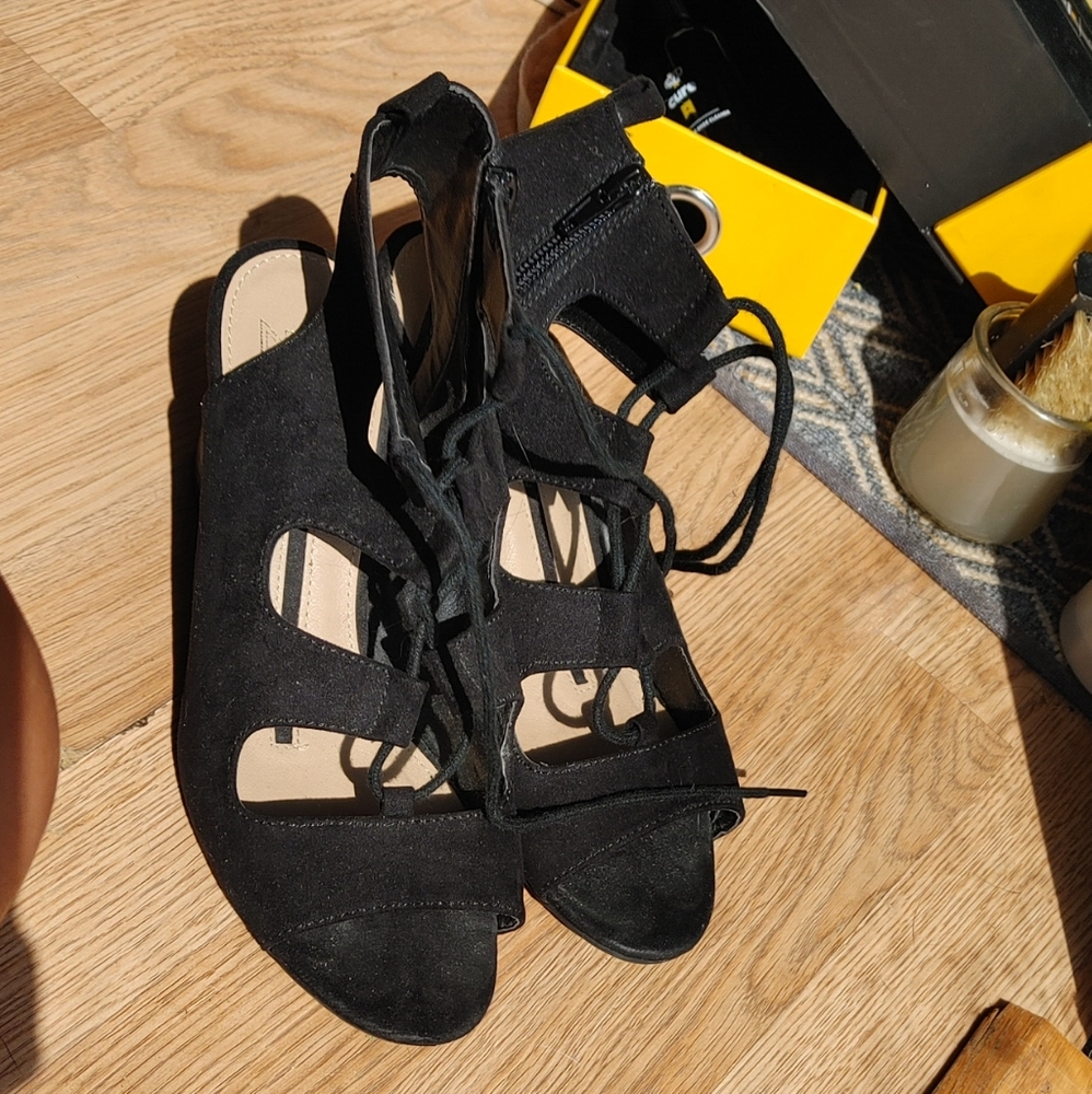 Caged sandal heels